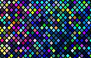 Multicolor mosaic pattern. Pink blue green yellow pixels background. Creative intense pixels illustration