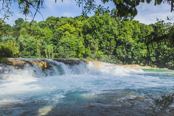 Naklejka premium Waterfalls of Cascadas de Agua Azul Chiapas Mexico