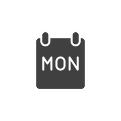 Monday calendar page vector icon. Planner, agenda filled flat sign for mobile concept and web design. Reminder calendar glyph icon. Time symbol, logo illustration. Vector graphics