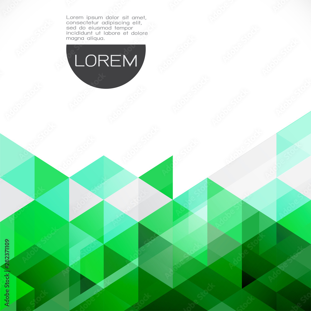 Poster colorful green transparency and overlapping triangle background with white space on top position for