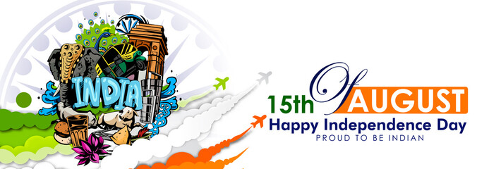 illustration of independence day in India celebration on August 15