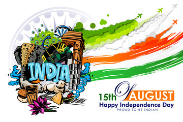 illustration of independence day in India celebration on August 15