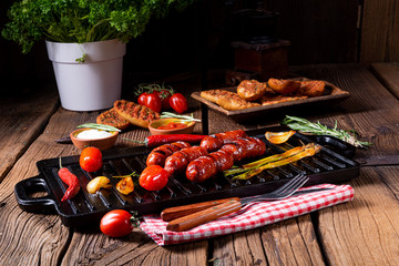 Chili chorizo ​​sausage with tomato bruschetta