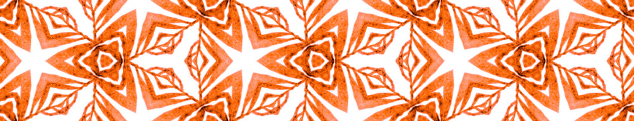 Orange tropical Seamless Border Scroll. Geometric 