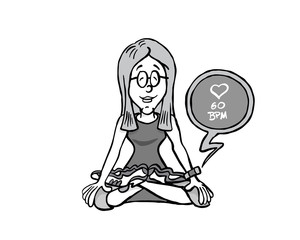 Young woman practicing mediation with a connected watch 