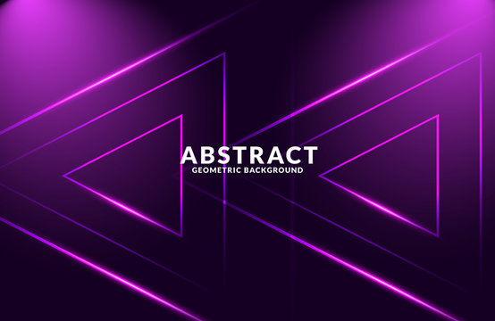 Dark purple Realistic abstract Geometric background. Neon light effect vector