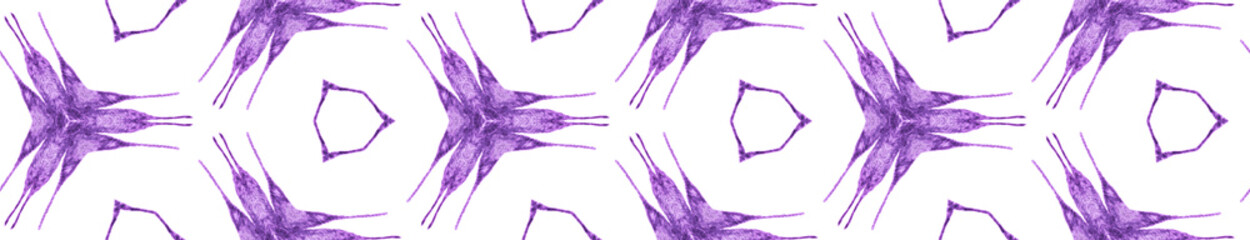 Purple tropical Seamless Border Scroll. Geometric 