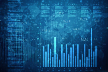 2d rendering Stock market online business concept. business Graph 