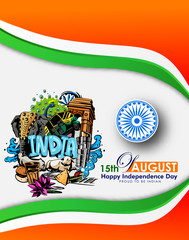 illustration of independence day in India celebration on August 15