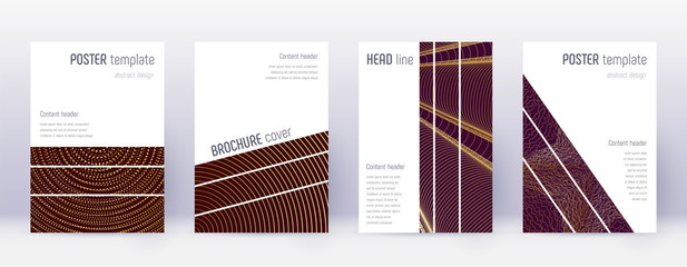 Geometric brochure design template set. Gold abstr