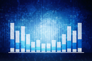 2d rendering Stock market online business concept. business Graph 