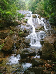 National park Waterfall in to the Thailand jungle 