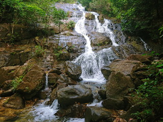 National park Waterfall in to the Thailand jungle 