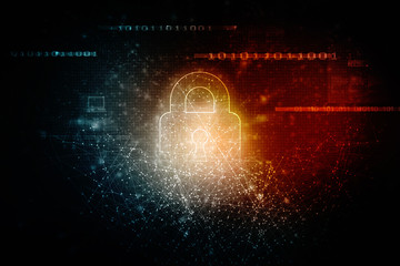 2d illustration Safety concept: Closed Padlock on digital background