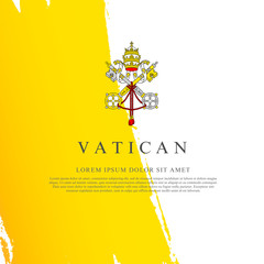 Flag of the Vatican. Brush strokes are drawn by hand. Independence Day.