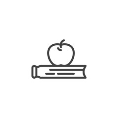 Book and apple line icon. linear style sign for mobile concept and web design. Apple on a book outline vector icon. Education symbol, logo illustration. Vector graphics