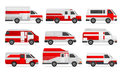 Set of medical cars. Vector illustration on white background.