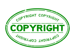 Grunge green copyright word oval rubber seal stamp on white background
