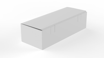 Tea packaging Blank paper box, cardboard container full of rectangular tea bags. Food product advertising mock up template. 3d illustration