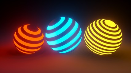 3d rendering,The ball is glowing lights on black.