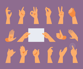 Hands with different gestures set