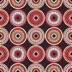 Polka dots seamless pattern. Mosaic of ethnic figures. Patterned texture. Geometric background. Can be used for wallpaper, textile, invitation card, wrapping, web page background.