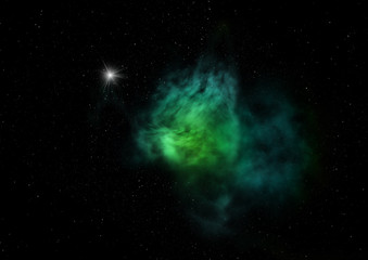 Star field in space and a nebulae. 3D rendering