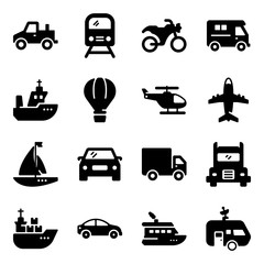 Transport Glyph Icons Pack