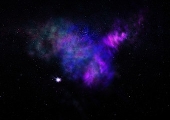 Fototapeta premium Star field in space and a nebulae. 3D rendering