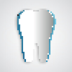 Paper cut Tooth icon isolated on grey background. Tooth symbol for dentistry clinic or dentist medical center and toothpaste package. Paper art style. Vector Illustration
