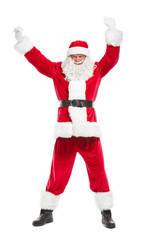 Portrait of happy Santa Claus on white background