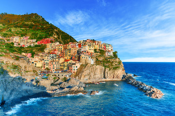 Famous city of Manarola in Italy - Cinque Terre, Liguria