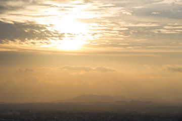 beautiful gold sky at sunset