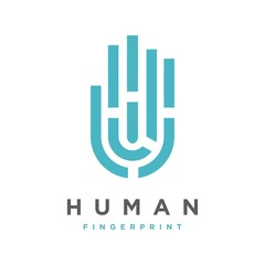 fingerprint hand logo vector, modern minimalist
