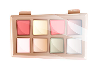 Vector picture of flat cartoon eyeshadows pallete