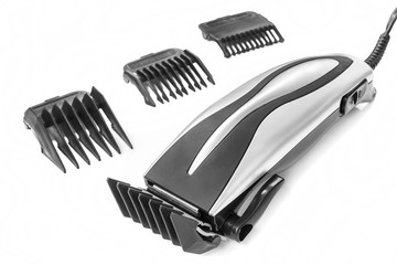 Beard and hair clippers on the white background.