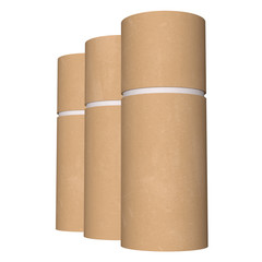 Kraft paper cardboard tube package mock up. 3d render isolated on white background.