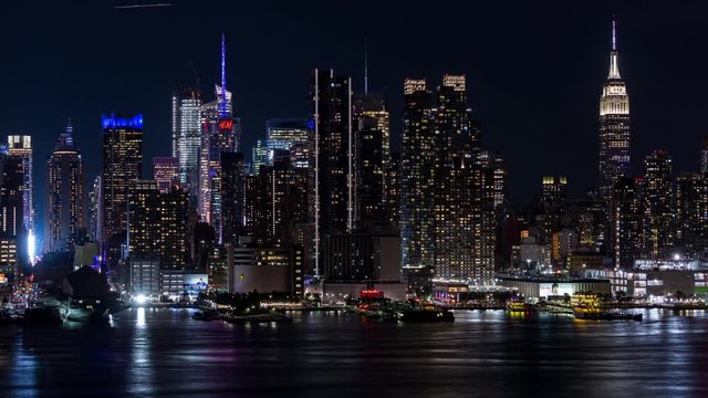 Midtown Manhattan, New York City Skyline at Night Timelapse