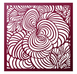 Laser cutting square panel. Abstract fantastic hypnotic floral pattern with plants. Perfect for gift box silhouette ornament, wall art, screen, panel fence, partition, gate or coaster. Vector design - 282383935