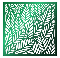 Vector Laser square cut panel. Abstract Pattern with leaves template for decorative panel. Template for interior design, layouts wedding invitations, greeting cards, envelopes,  - 282383963
