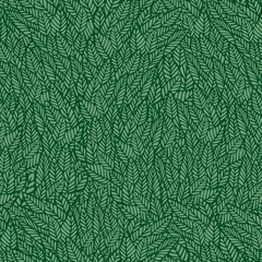 Vector seamless pattern. Gentle natural botanical stylish background with graphic hand drawn leaves. Monochromatic green foliage background. Repeating trendy print for print and cloth, fabrics - 282384116