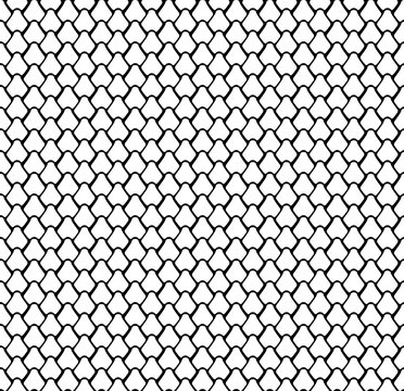 Abstract vector seamless pattern with fish scales. Reptile, snake, lizard, mermaid tail, dragon skin texture. Hand drawn black and white background. Repeating backdrop for textile, clothes, 