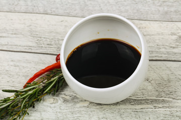 Soya sauce in the bowl