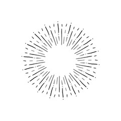 Obraz premium Sun rays hand drawn, linear drawing