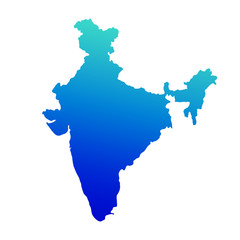 India colorful vector map silhouette