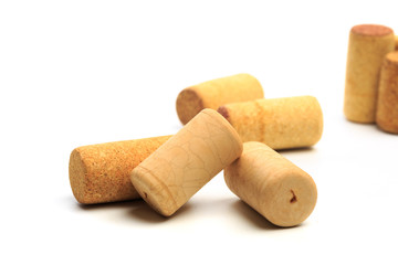 Wine corks isolated on white background .