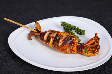 Grilled squid with sauce and hebs