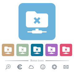 FTP cancel operation flat icons on color rounded square backgrounds