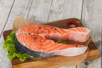 Raw salmon steak - ready for grill