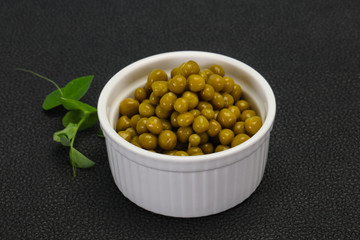 Canned Green peas in the bowl